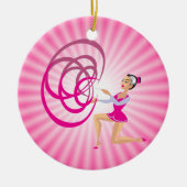 Roze Rythmic Gymnastiek Lint Keramisch Ornament (Voorkant)