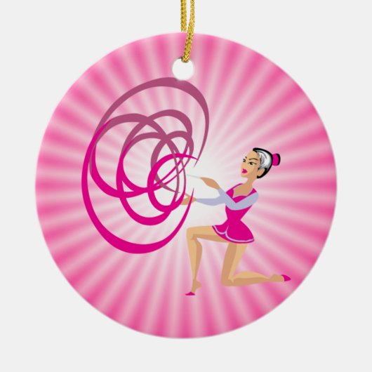 Roze Rythmic Gymnastiek Lint Keramisch Ornament (Voorkant)