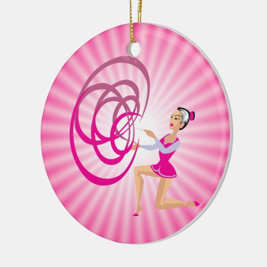 Roze Rythmic Gymnastiek Lint Keramisch Ornament (Links)