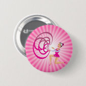 Roze Rythmic Gymnastiek Lint Ronde Button 5,7 Cm (Voorkant /achterkant)