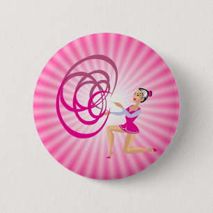 Roze Rythmic Gymnastiek Lint Ronde Button 5,7 Cm
