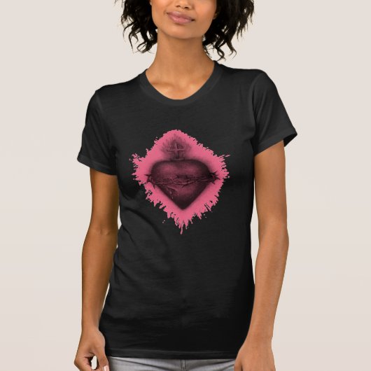 Roze Sacred Heart T-shirt (Voorkant)
