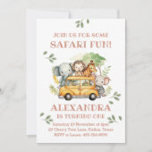 Roze Safari Animal Girl Oerwoud 1e verjaardagsfees Kaart (Voorkant)