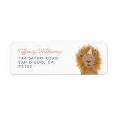 Roze Safari Animal Lion Return Label (Voorkant)