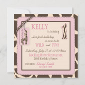 Roze Safari Animal Print Birthday Kaart (Achterkant)