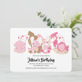 Roze Safari Animals 2e verjaardag van de uitnodigi Kaart (Staand voorkant)