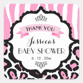 Roze Safari Baby Girl Shower Persoonlijke Sticker