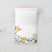 Roze Safari Baby Shower Bedankkaart (Binnen)