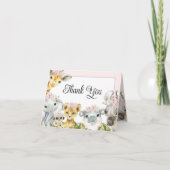 Roze Safari Baby Shower Bedankkaart (Voorkant)