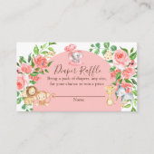 Roze Safari Baby shower Diaper Raffle Kaarten (Voorkant)