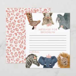 Roze Safari Birthday Party Time Capsule Note Kaart