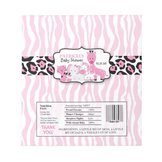 Roze Safari Chocolate Snoep Bar wrappers Notitieblok (Voorkant)