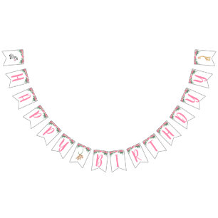 Roze Safari Dier Verjaardag Vlaggetjes