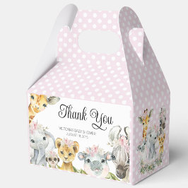 Roze Safari Dieren Baby shower Favor Box Bedankdoosjes