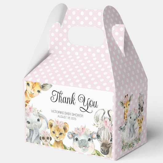 Roze Safari Dieren Baby shower Favor Box Bedankdoosjes