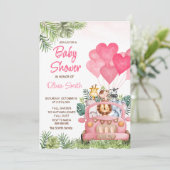 Roze Safari Dieren Baby shower Kaart (Staand voorkant)