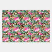 Roze Safari Dieren' Bont Prints Plezier Inpakpapier Vel (Voorkant 3)