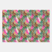 Roze Safari Dieren' Bont Prints Plezier Inpakpapier Vel (Voorkant 2)
