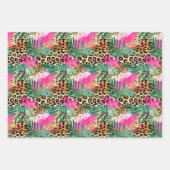 Roze Safari Dieren' Bont Prints Plezier Inpakpapier Vel (Voorkant)