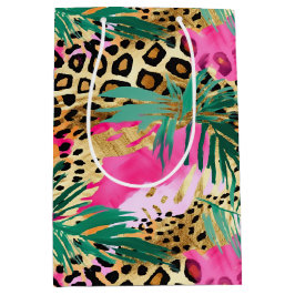 Roze Safari Dieren' Bont Prints Plezier Medium Cadeauzakje