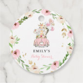 Roze Safari-dieren rijden op Baby shower Bedankjes Labels (Achterkant)