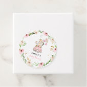 Roze Safari-dieren rijden op Baby shower Bedankjes Labels (In situ)