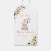 Roze Safari-dieren rijden op Baby shower Cadeaulabel (Achterkant)