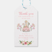 Roze Safari-dieren rijden op Baby shower Cadeaulabel (Achterkant)