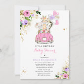 Roze Safari-dieren rijden op Baby shower Kaart (Voorkant)