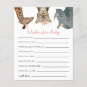 Roze Safari Dieren wensen voor Baby Kaart (Voorkant)