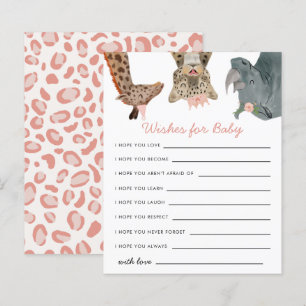 Roze Safari Dieren wensen voor Baby Kaart