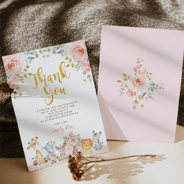 Roze Safari Dieren Wild One Party Dank je wel kaar Kaart