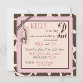 Roze Safari Giraffe en Cupcake Tweede verjaardag Kaart (Achterkant)