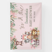 Roze Safari Jungle Baby Shower Banner Meisjes Them (Verticaal)
