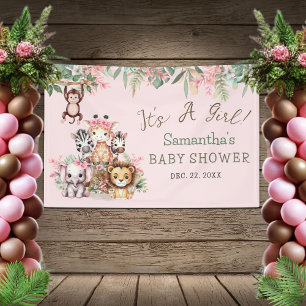 Roze Safari Jungle Baby Shower Spandoek Meisjes Th