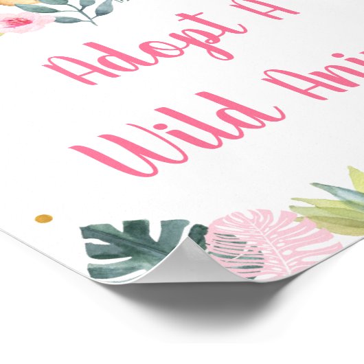 Roze Safari Oerwoud adopteert een dierdag Poster (Hoek)