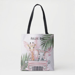 Roze Safari Oerwoud Adventure Girl Baby shower Gif Tote Bag