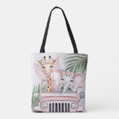 Roze Safari Oerwoud Adventure Girl Baby shower Gif Tote Bag (Achterkant)