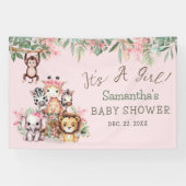 Roze Safari Oerwoud Baby shower Banner Meisjes The (Horizontaal)