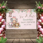 Roze Safari Oerwoud Baby shower Banner Meisjes The