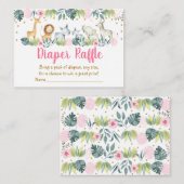 Roze Safari Oerwoud Baby shower Diaper Raffle Informatiekaartje (Voorkant / Achterkant)