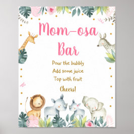 Roze Safari Oerwoud Baby shower Mimosa Bar Poster