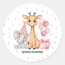Roze Safari Oerwoud Dierendag Ronde Sticker