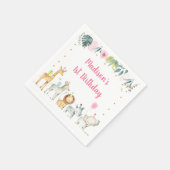 Roze Safari Oerwoud Dierendag Servet (Hoek)