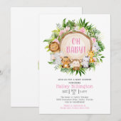 Roze Safari Oerwoud Oh Baby Baby shower Kaart (Voorkant / Achterkant)