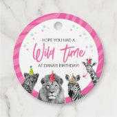 Roze Safari Oerwoud roept alle dieren verjaardag Bedankjes Labels (Voorkant)