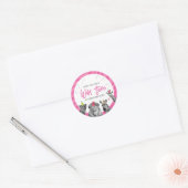 Roze Safari Oerwoud roept alle dieren verjaardag Ronde Sticker (Envelop)