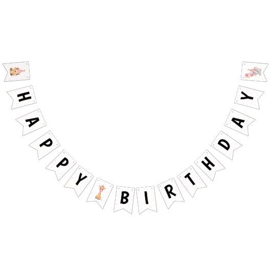 Roze Safari Oerwoud Verjaardag Vlaggetjes (Alle)