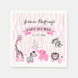 Roze Safari Oerwouden Baby Girl Shower Napkin Servet