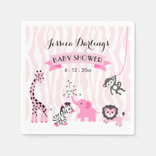 Roze Safari Oerwouden Baby Girl Shower Napkin Servet